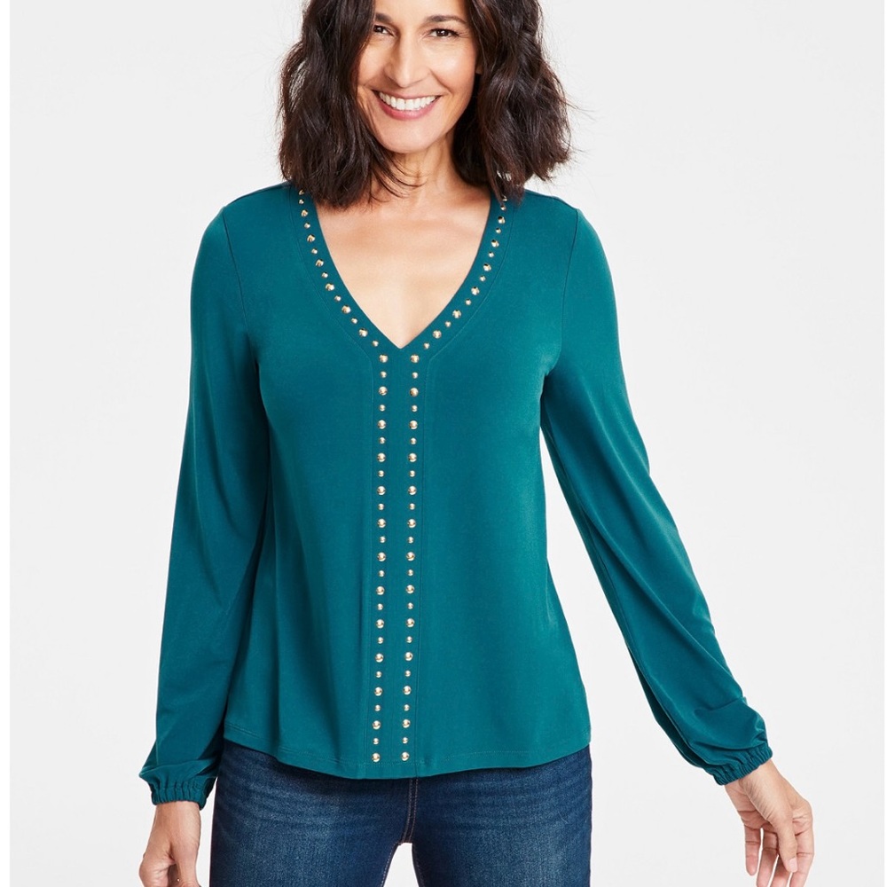 Long sleeve top by I.N.C. International Concepts® embellished with gold studding